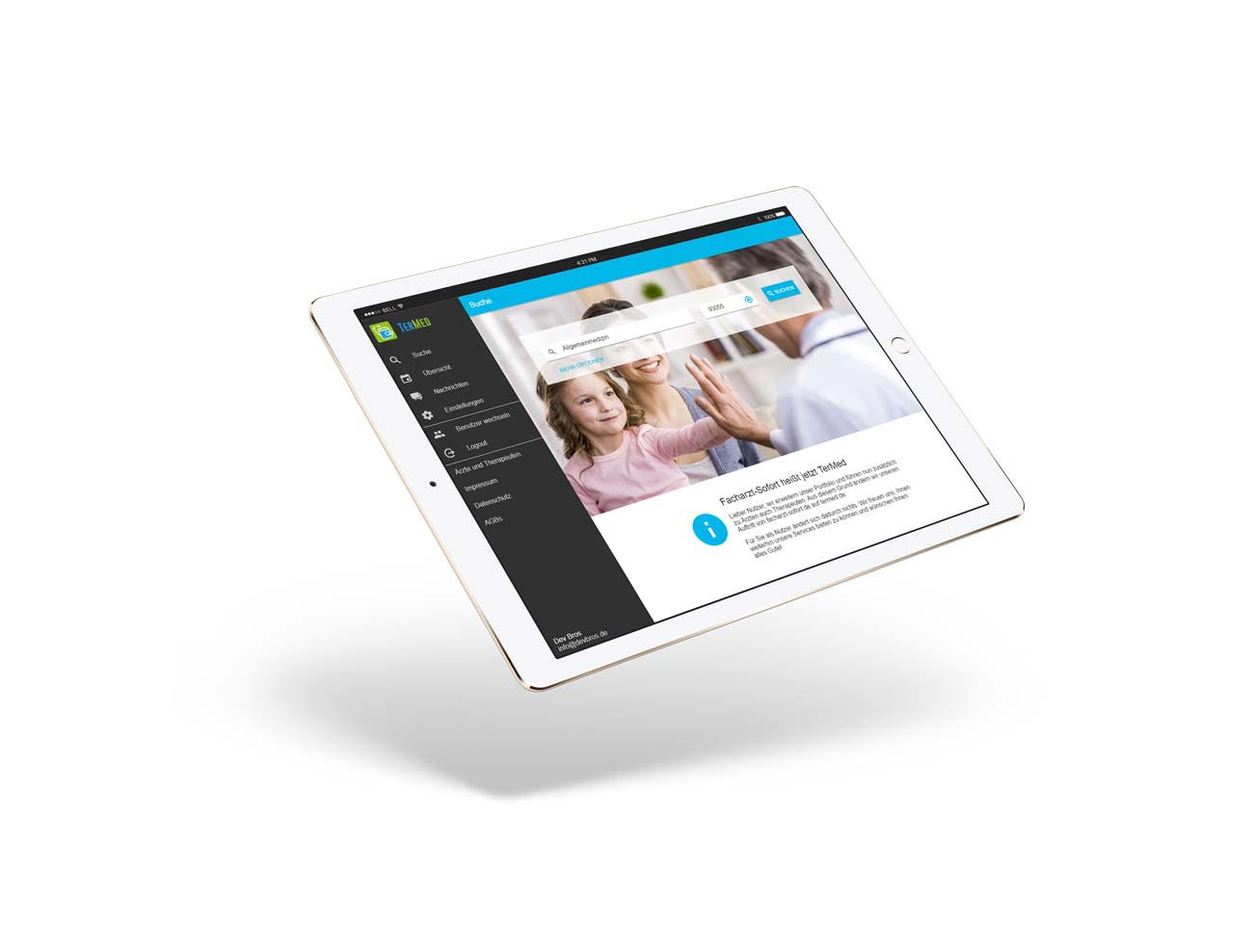 TerMed Terminbuchungsplattform auf einem Tablet